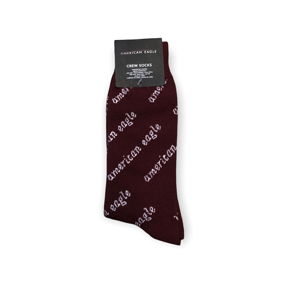 American Eagle Men's Crew Socks Burgundy Logo